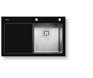 Νεροχύτης Pyramis Crystalon 86x53 1B 1D Inox 109501830 Μαύρο Δεξί (12 άτοκες δόσεις)