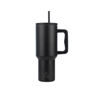 Estia Straw Tumbler XL Save the Aegean Ανακυκλώσιμο Handled Tumbler Θερμός Ανοξείδωτο BPA Free 1.2lt Midnight Black με Καλαμάκι και Λαβή 01-32180